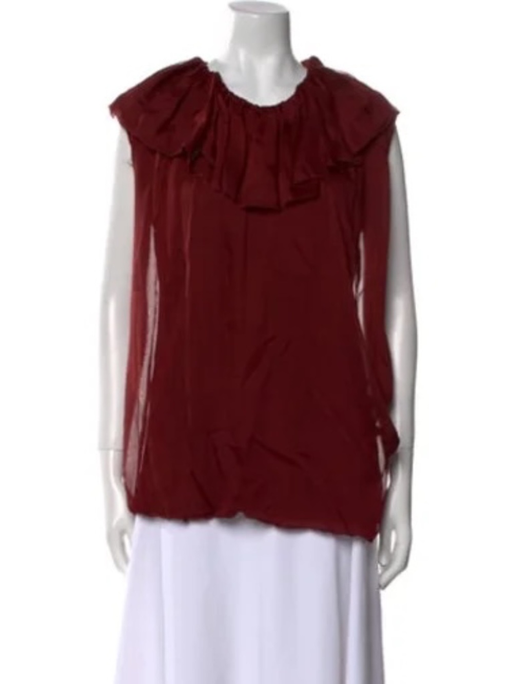 Lanvin Burgundy Scoop Neck Sleeveless Blouse Top Shirt  Size L